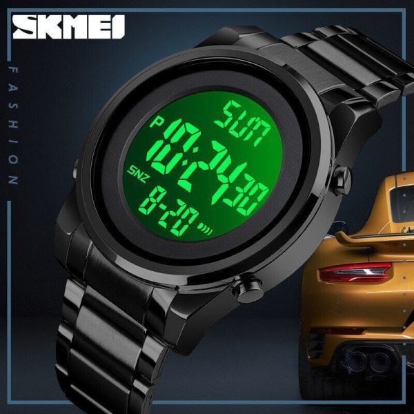 SKMEI 1611 Dual Time Digital Chrono Stainless Steel Waterproof Watch for Men - Black - Image 2