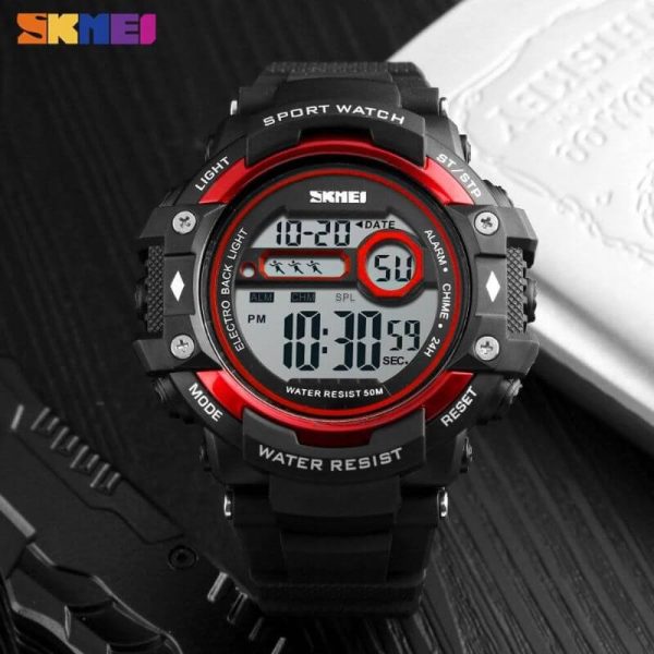 SKMEI 1325 Outdoor Chronograph Multifunction Waterproof Sport Digital Wristwatch For Men - Black/Red - Image 2