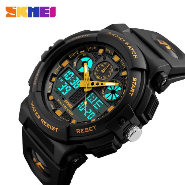 SKMEI 1270 Digital Analog Multifunction Men's Military Outdoor Chrono EL Light Display Sport Watch - Black/Yellow